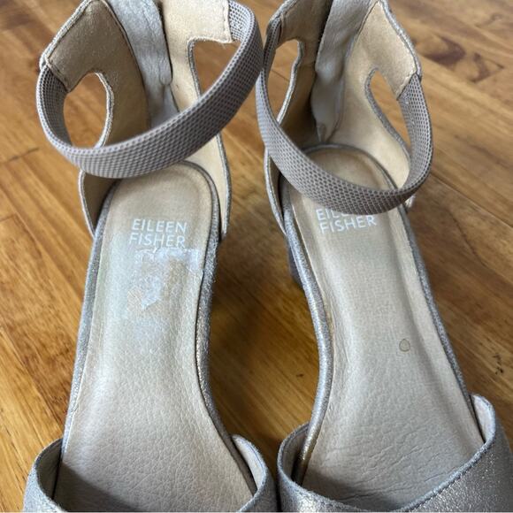 Eileen Fisher Just Leather Metallic Low Heel Pumps Size 5.5 - Picture 3 of 6